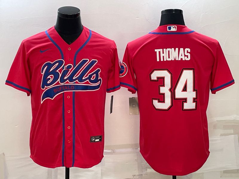 Men Buffalo Bills #34 Thomas Red 2022 Nike Co branded NFL Jerseys